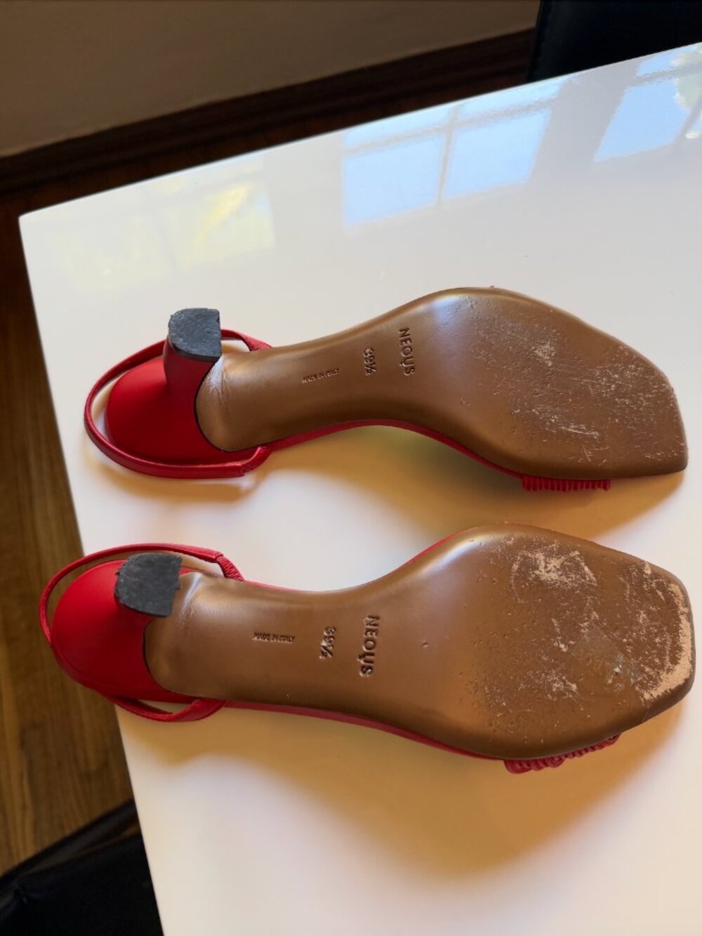 Red Slingback Heeled Sandals - Women's Stylish Evening Shoes - Picture 4 of 4